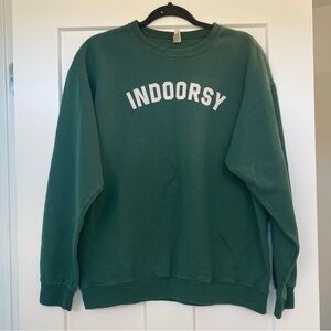 Forest Green Crew Neck Sweatshirt Comfortable Cotton Blend